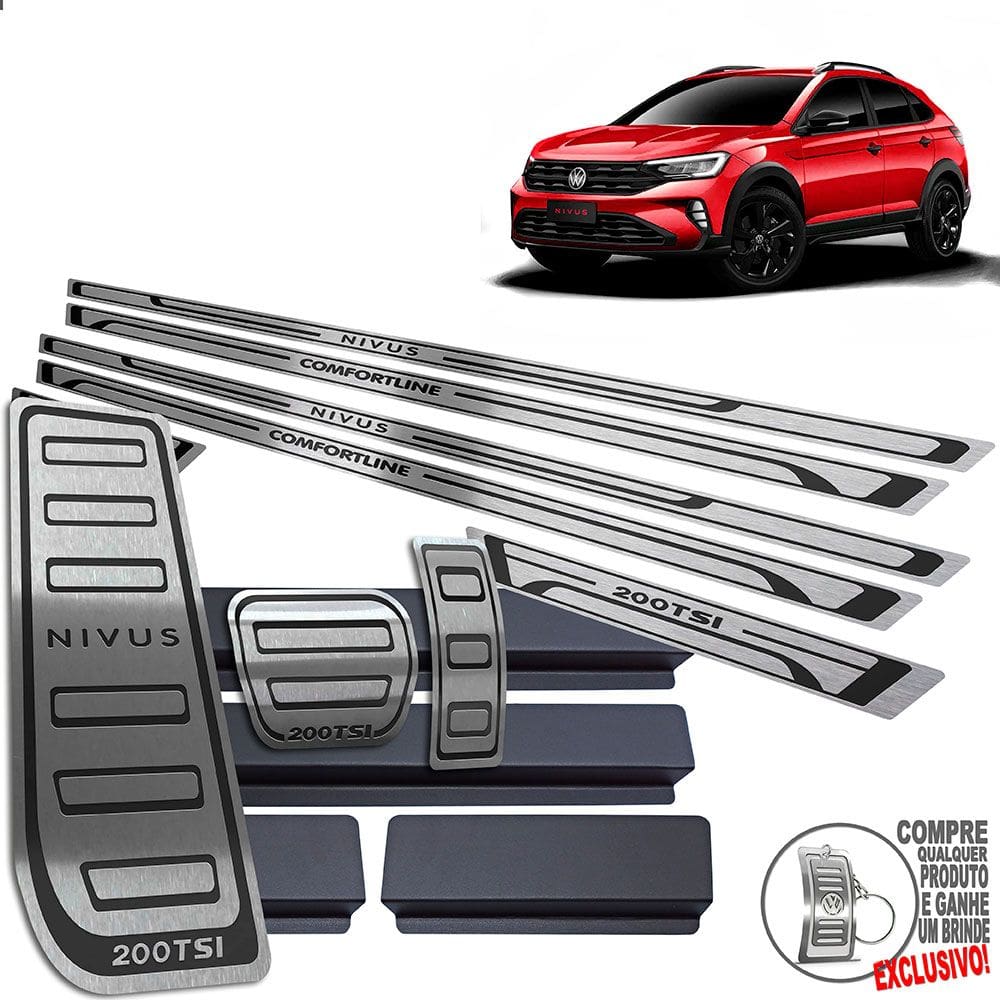 Pedaleira + Soleira + Descanso Preto Nivus Comfortline