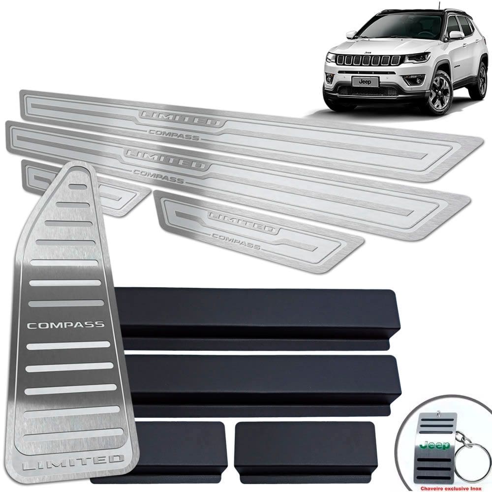 Descanso + Soleira Jeep Compass Limited Prata Alto Relevo