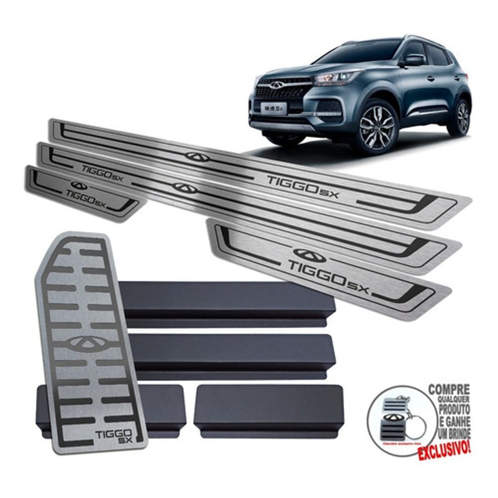 Descanso Soleira Chery Tiggo 5X 2021 2022 Preto Baixo Relevo