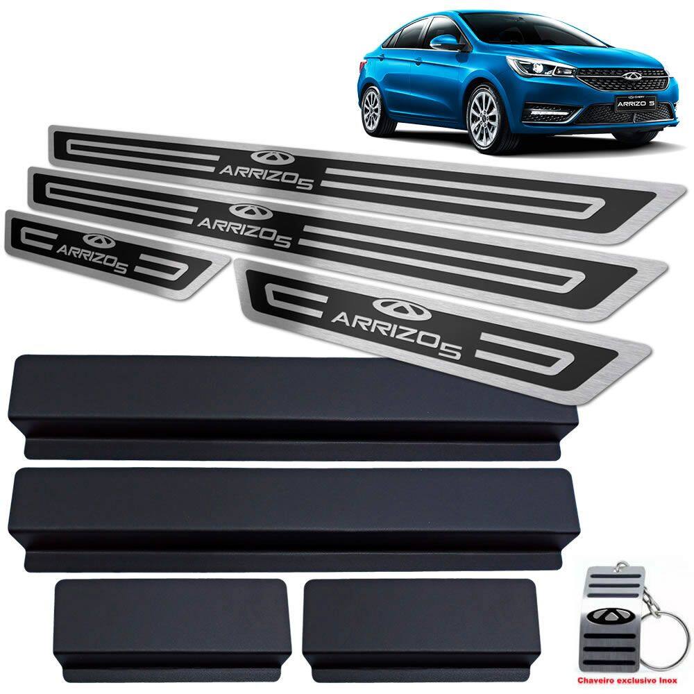 Soleira Aço Inox Chery Arrizo 5 Preto Alto Relevo