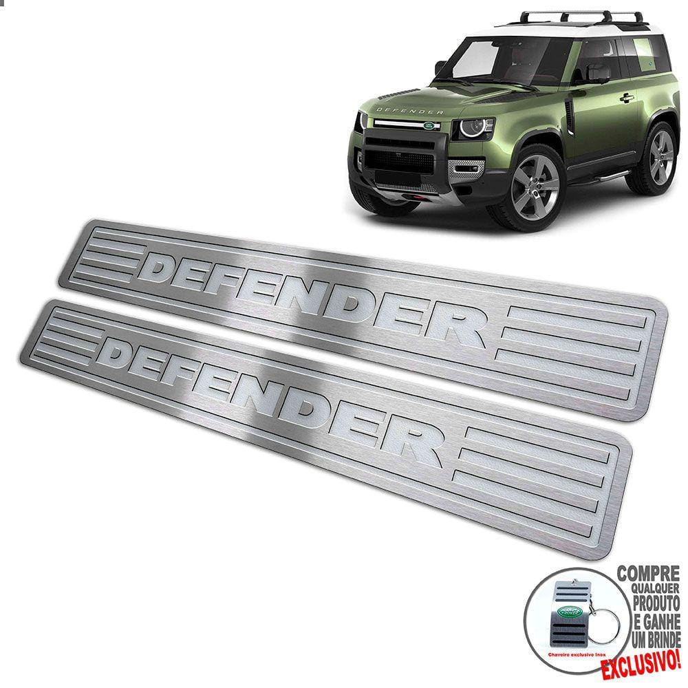 Soleira Land Rover Defender 2020 2021 Prata Baixo Relevo