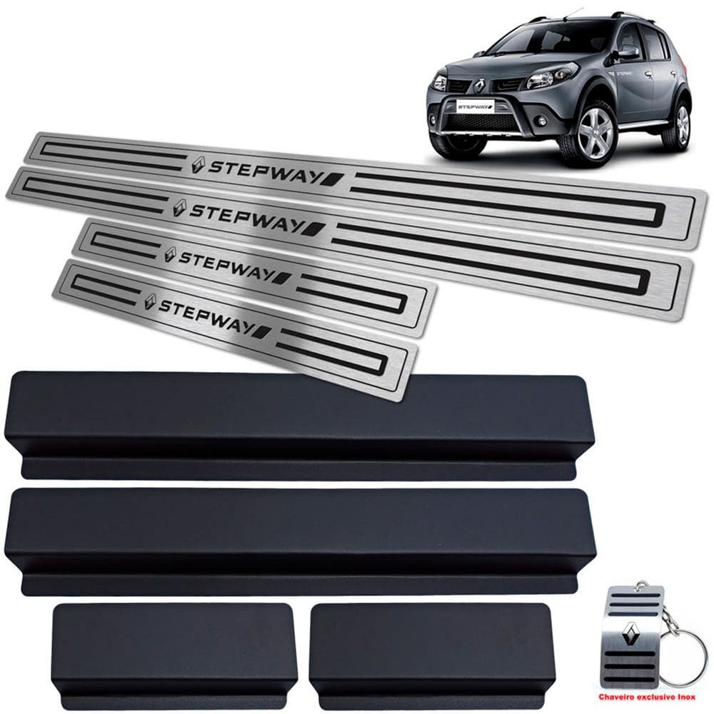Soleiras Sandero Stepway 2008/2013 Preto Baixo Relevo