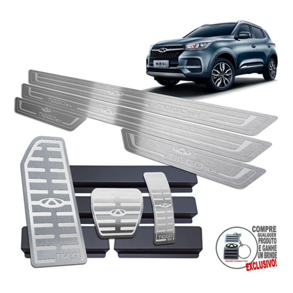 Pedaleira Soleira Descanso Prata Chery Tiggo 5X 2021 2022
