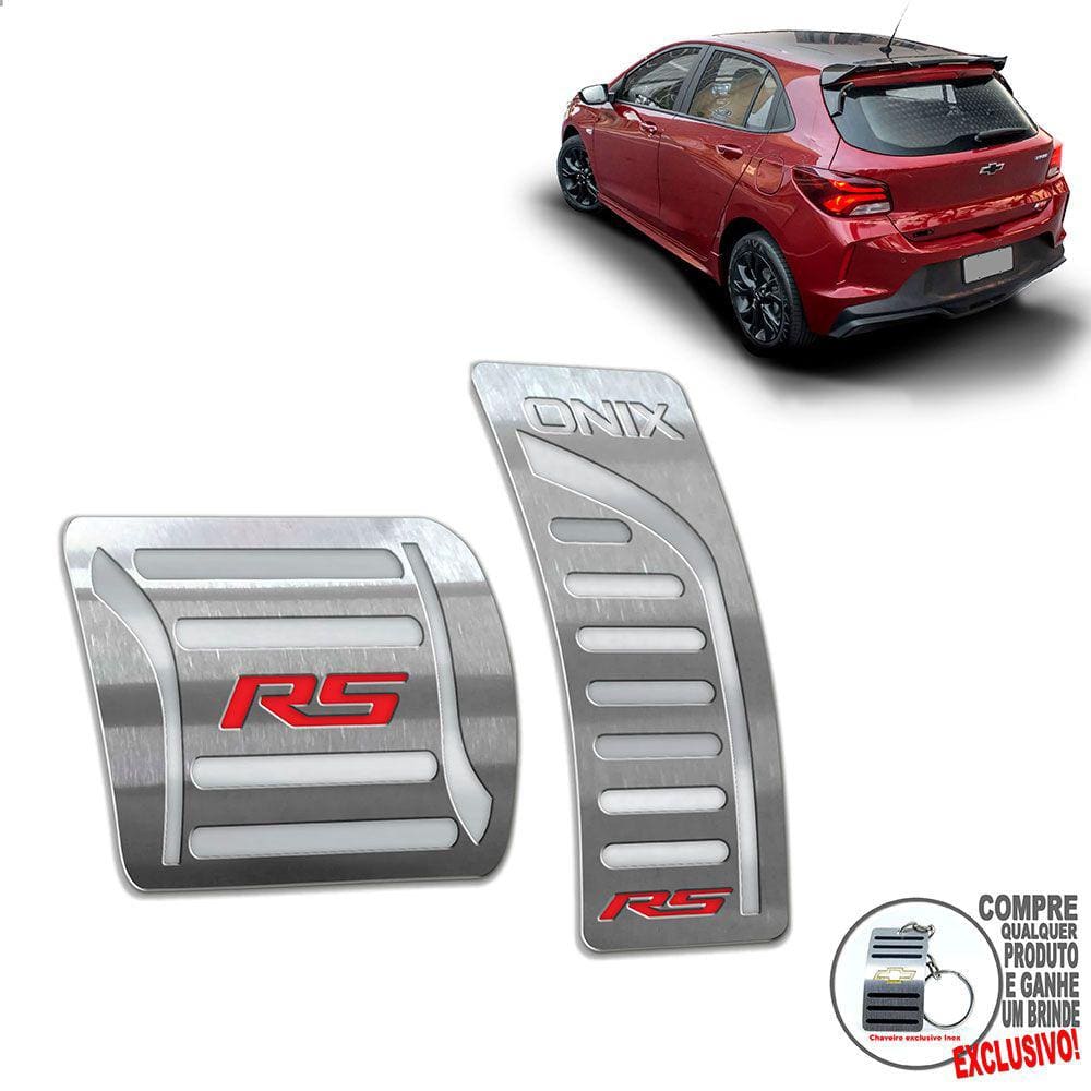 Pedaleira Automático Aço Inox Chevrolet Onix RS Prata