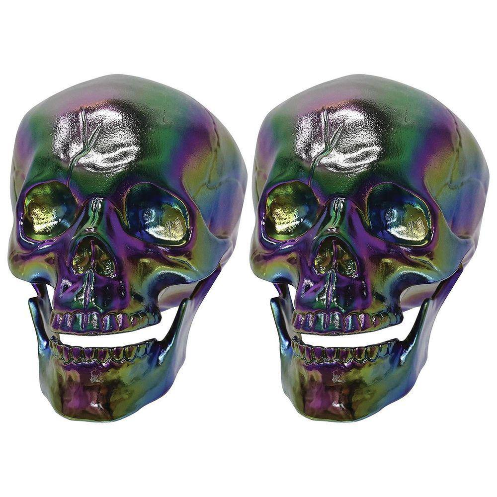 Crazy Bonez Oil Slick Iridescente Acabamento Crânio 2-PK Metálico