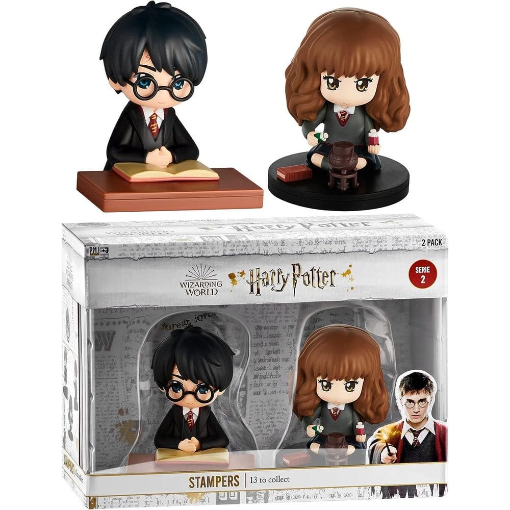 Estudando carimbos de tinta de Hermione Granger e Harry Pott
