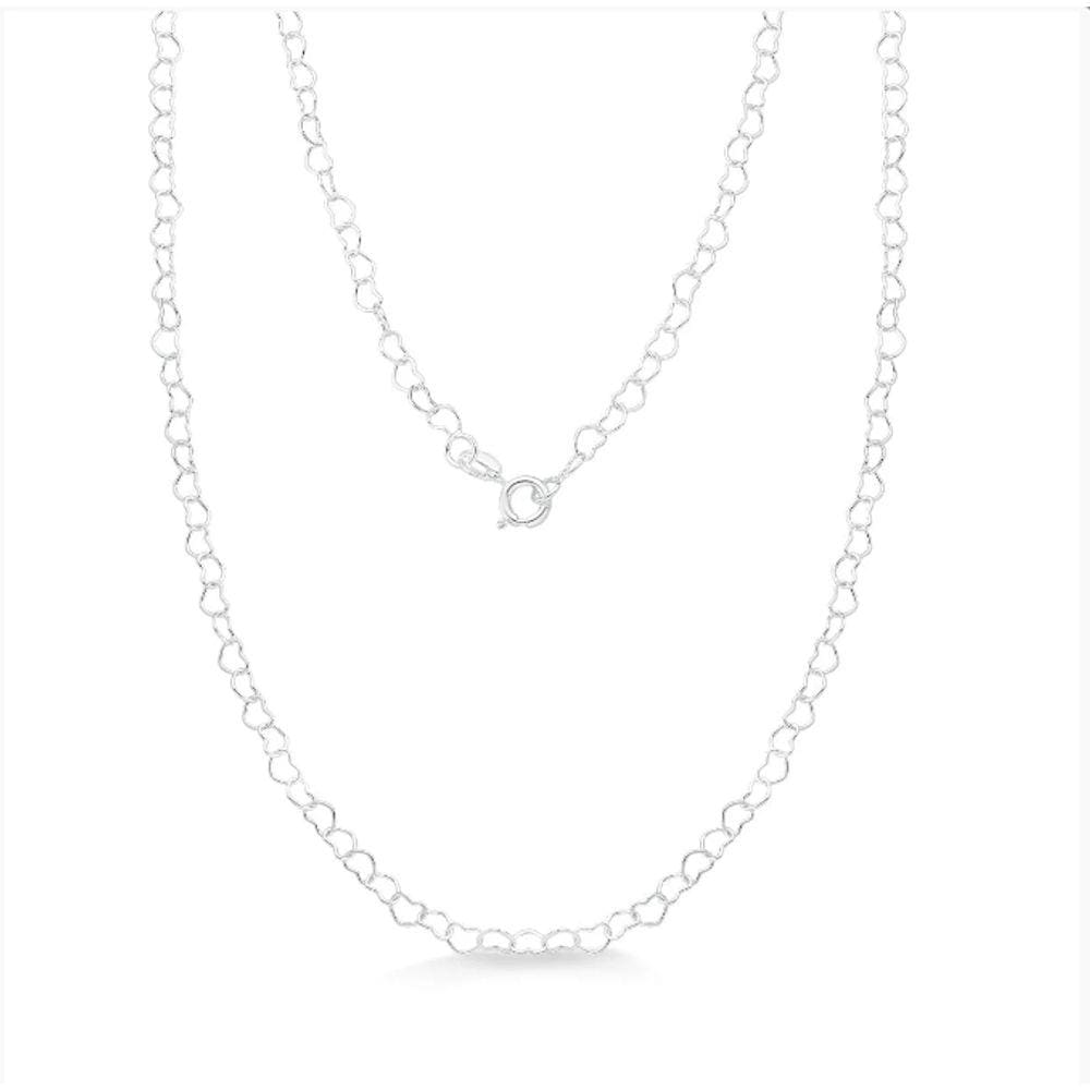 Colar Elos corações 45cm prata 925