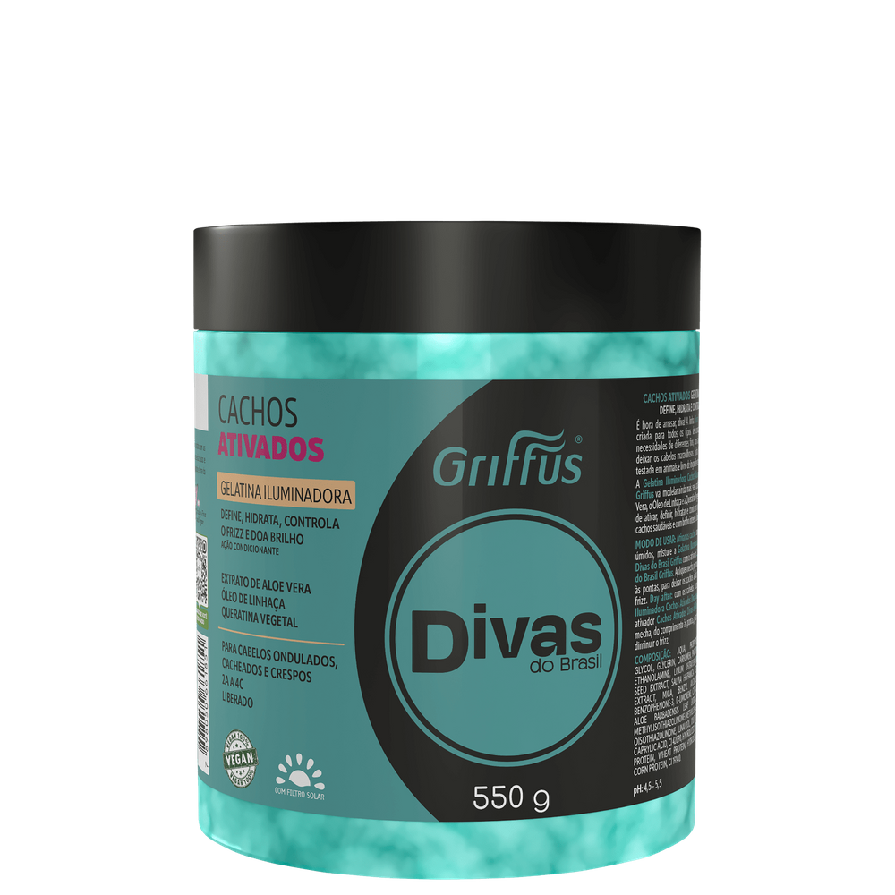 Griffus Divas do Brasil Cachos Ativados - Gelatina Iluminadora 550g
