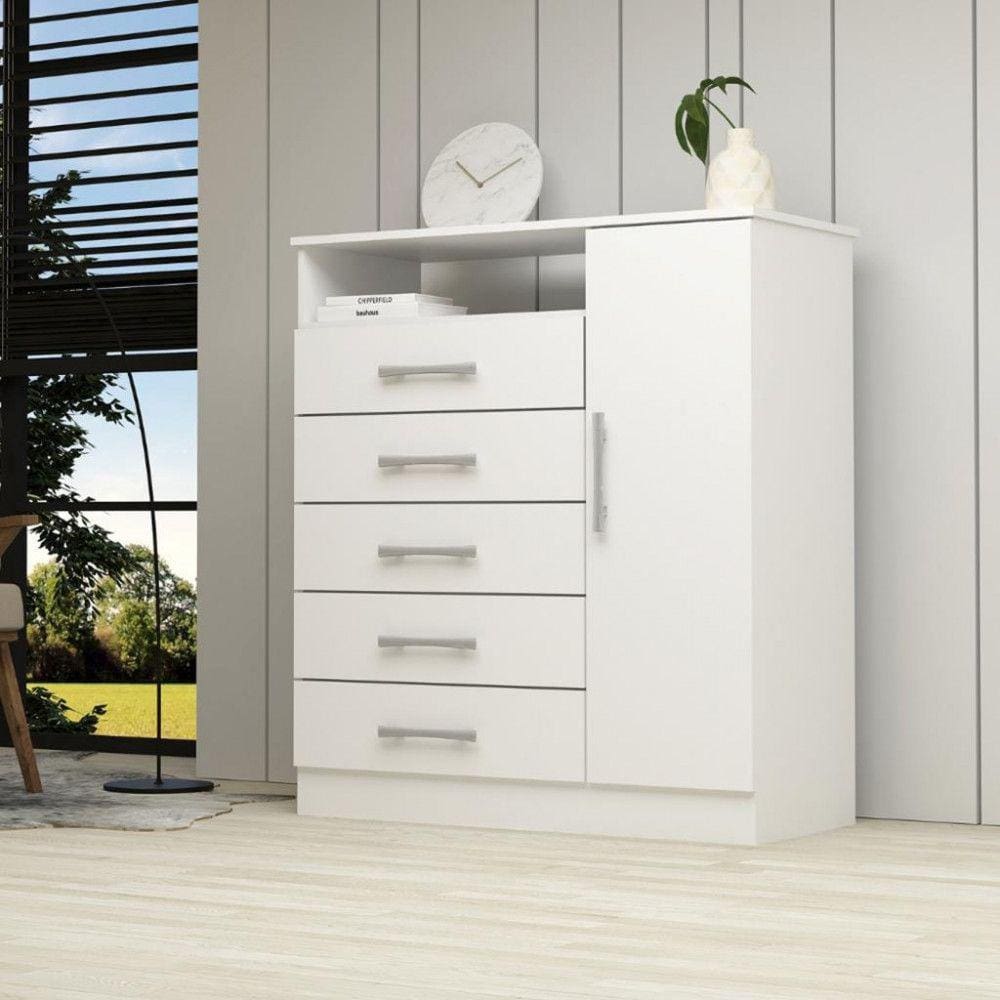 Cômoda 5 Gavetas 1 Porta Com Sapateira Madri ACP