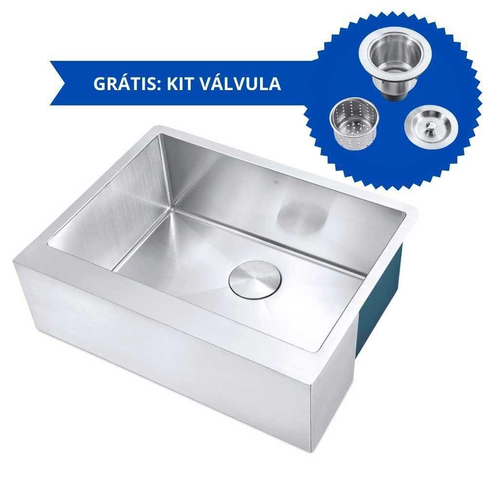 Kit Cuba Americana Farmhouse Flat Aço Inox 1mm Escovado Sa105-ppf 65,3x49,8x22,8cm Acompanha Válvula