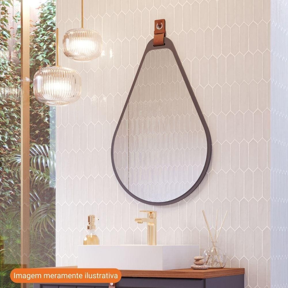 Espelheira Para Decoração De Banheiro, Quarto, Sala, Escritório Mdf 50X76Cm Gota Mgm Titanium