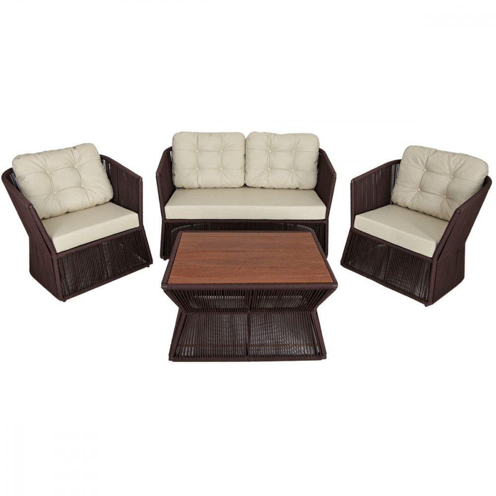 Conjunto de Poltronas New York em Alumínio e Corda Náutica para Área Jardim Sala