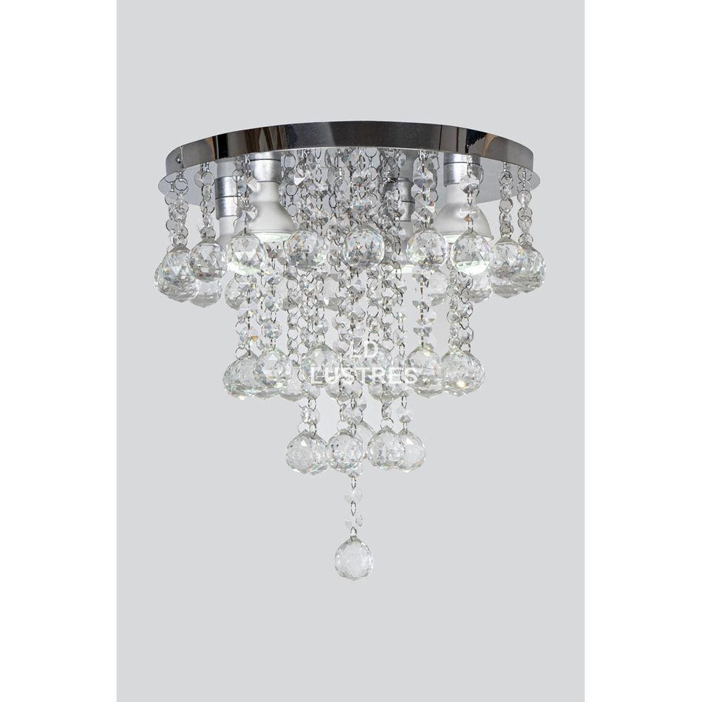 Luminária Pendente Em Cristais Base De Inox 30cm De Diâmetro