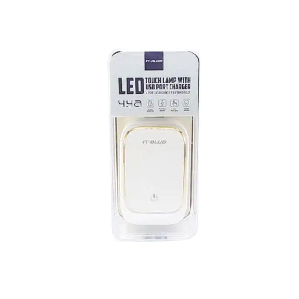 Carregador Turbo 4.4A com Lâmpada Led 4 USB IT Blue 21004L