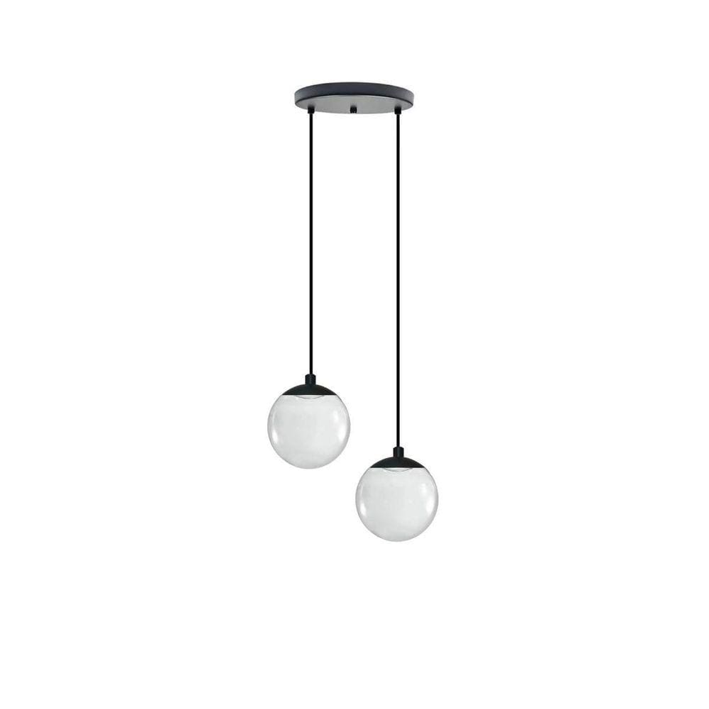Pendente Preto Globo Duplo 20cmx1,50m Ajustável