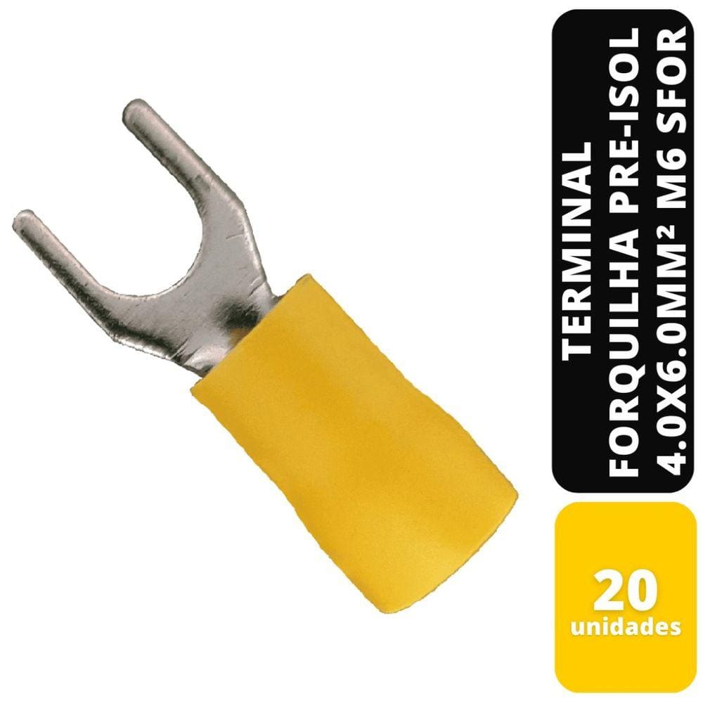 Kit C/20 Terminal Forquilha Pre-Isol Am 4.0X6.0mm² M6 Sfor