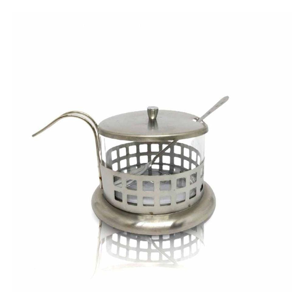 Açucareiro Com Colher Em Metal E Vidro De 200 Ml