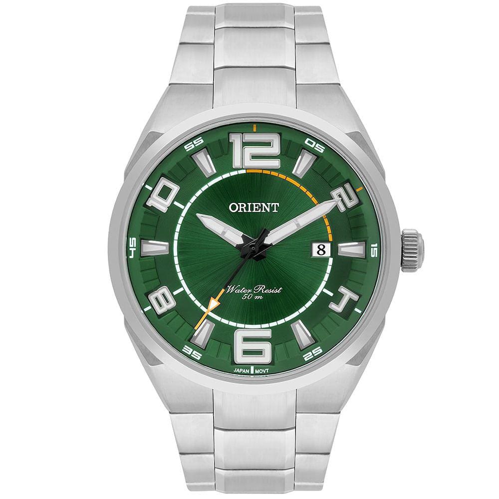 Relógio ORIENT masculino analógico verde laranja MBSS1462 E2SX