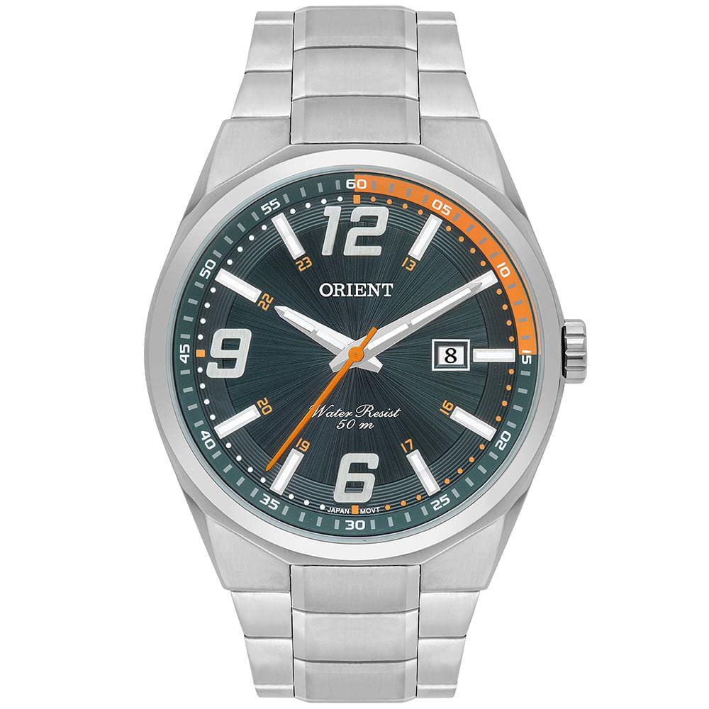 Relógio ORIENT feminino analógico verde laranja MBSS1463 E2SX