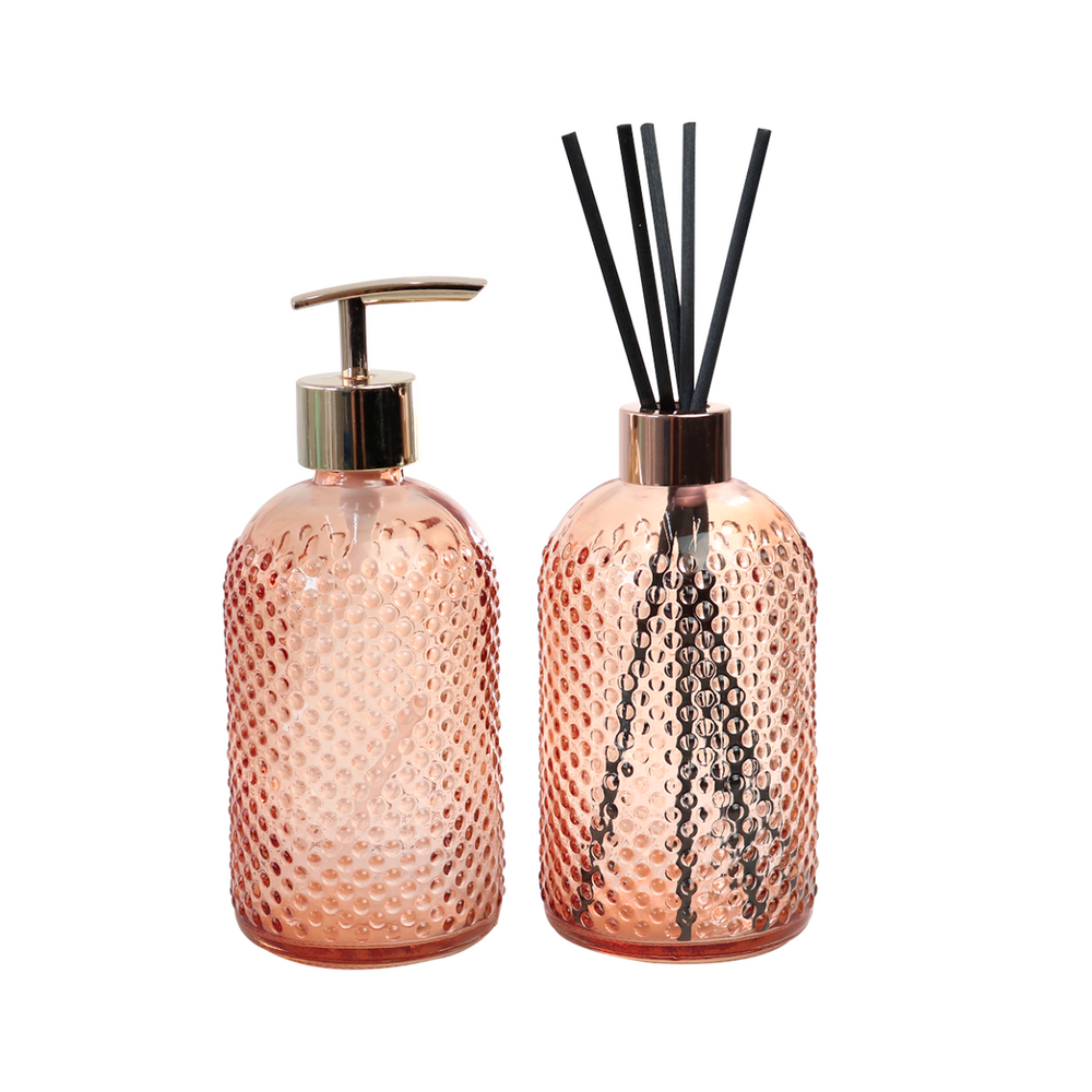 Kit Frasco Difusor E Porta Sabonete Líquido De Vidro 400ml