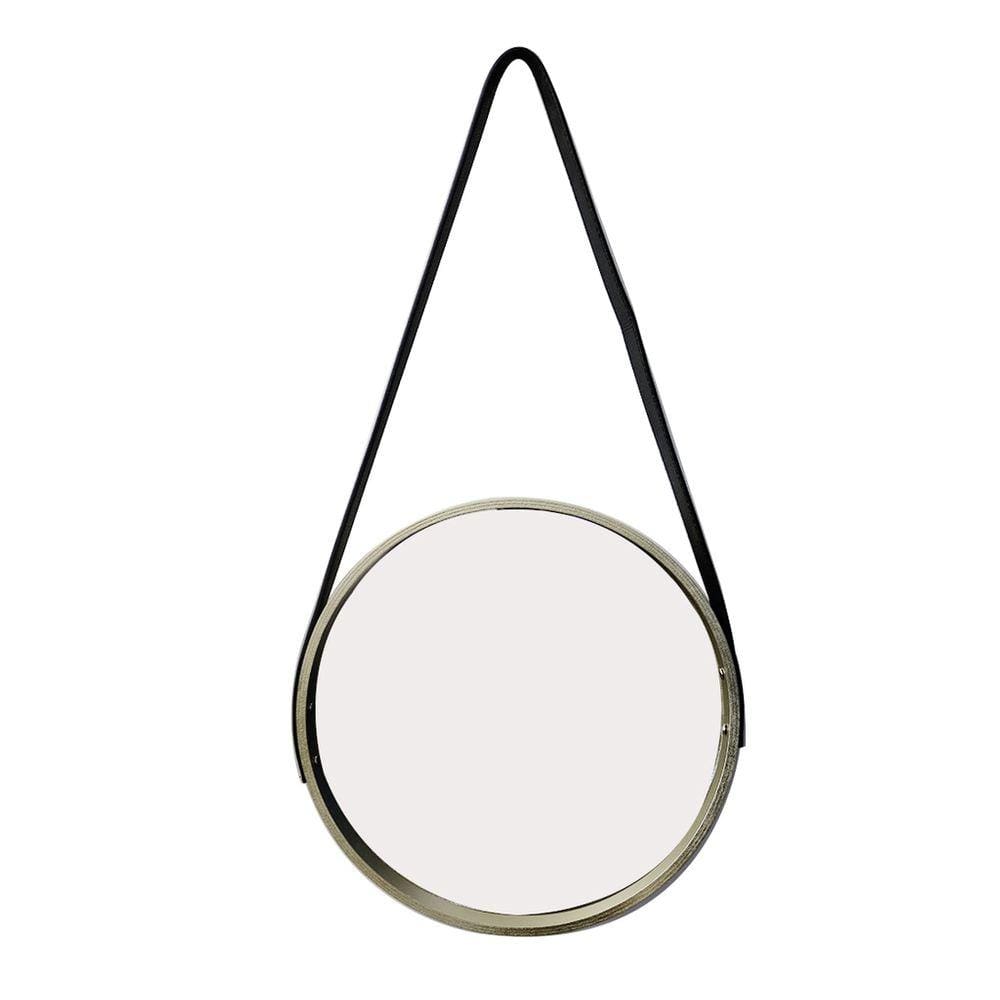 Espelho De Parede De Madeira Redondo 35cm