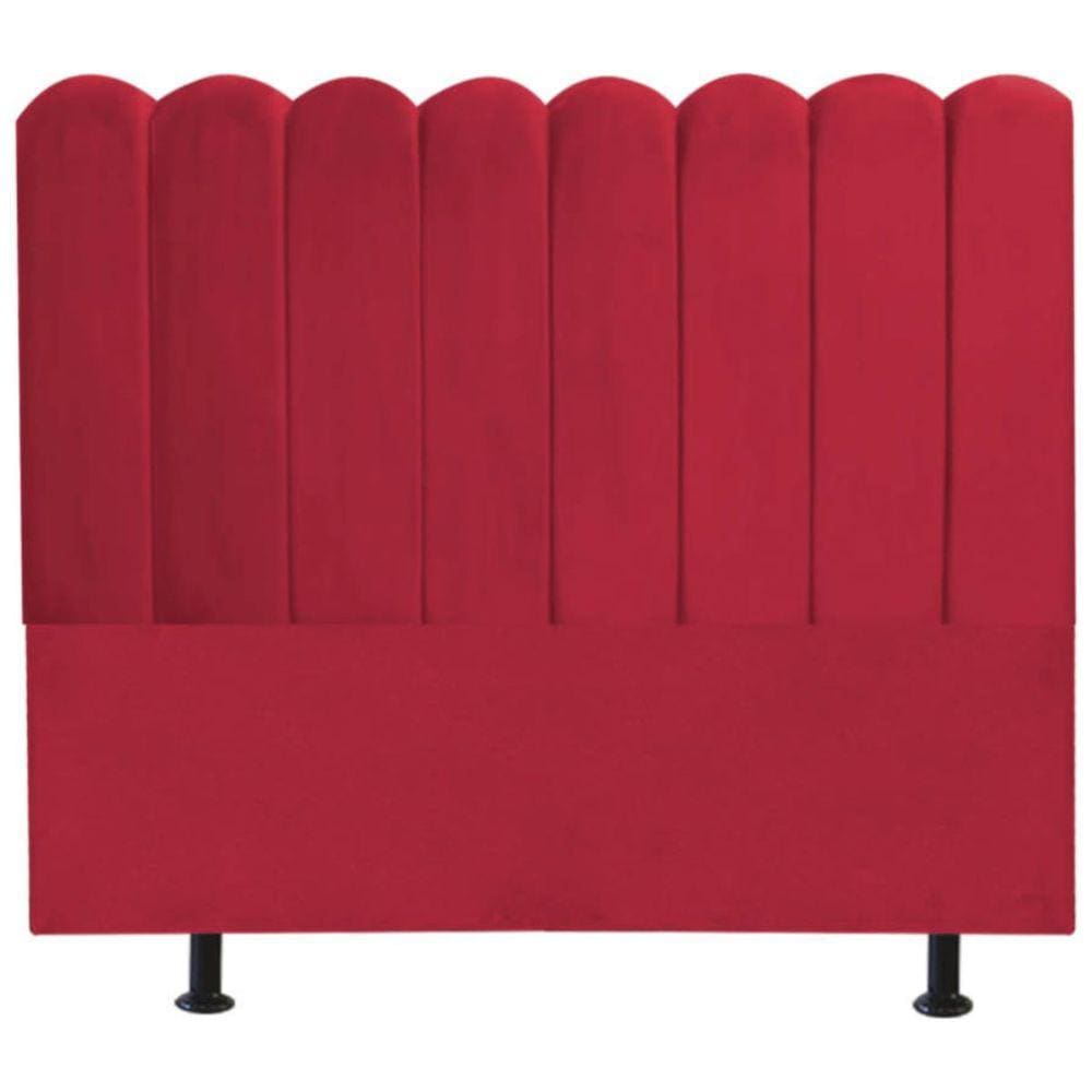 Cabeceira Nuvem Cama Box Queen 160 cm Alanis Suede Vermelho