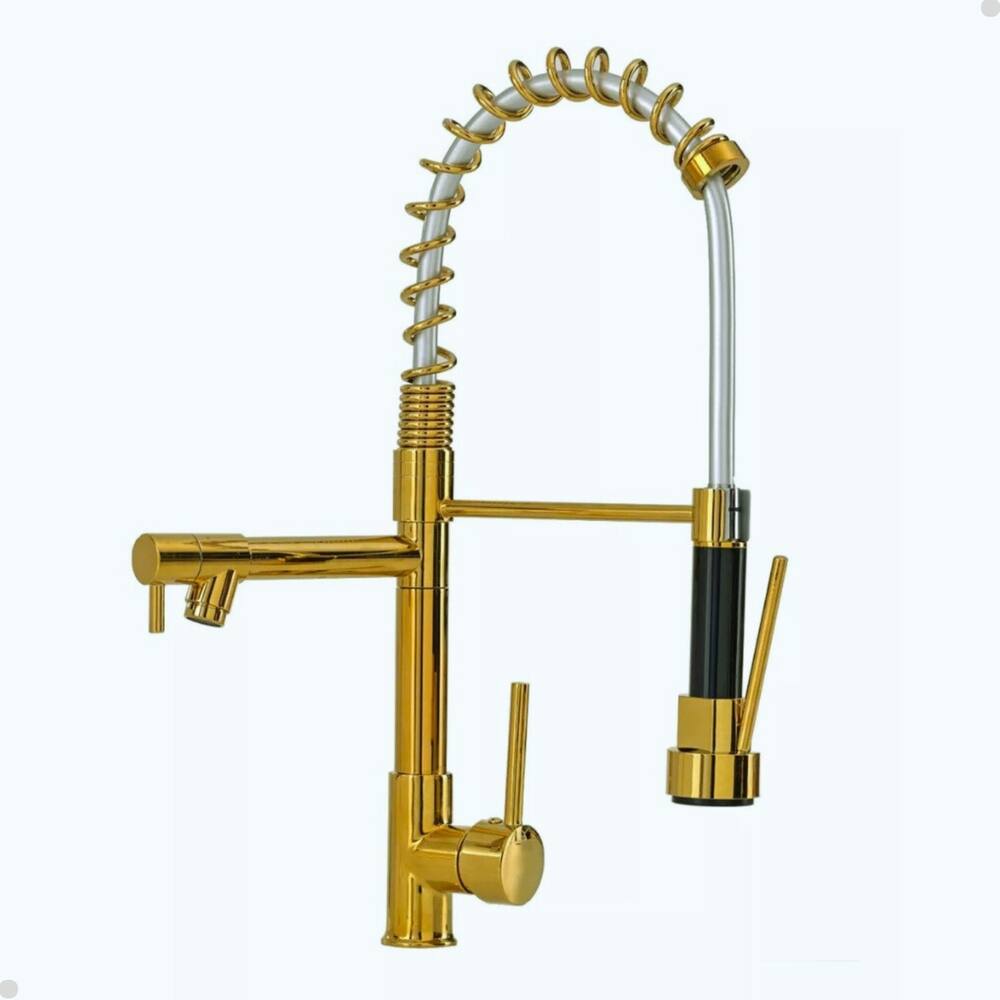 Torneira Cozinha Gourmet Monocomando Spray Vip Dourada Gold