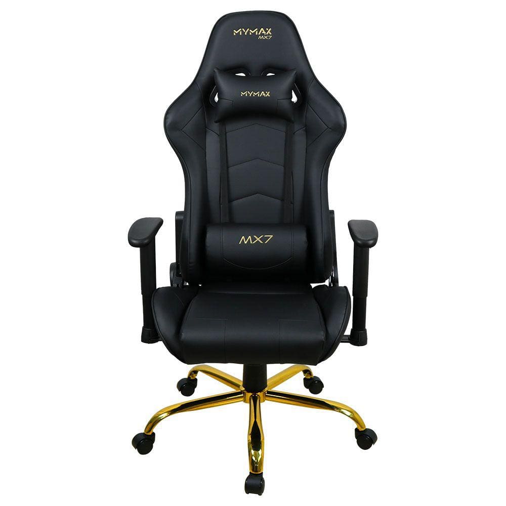 Cadeira Gamer MX7 Giratoria Preto Gold Edition MYMAX