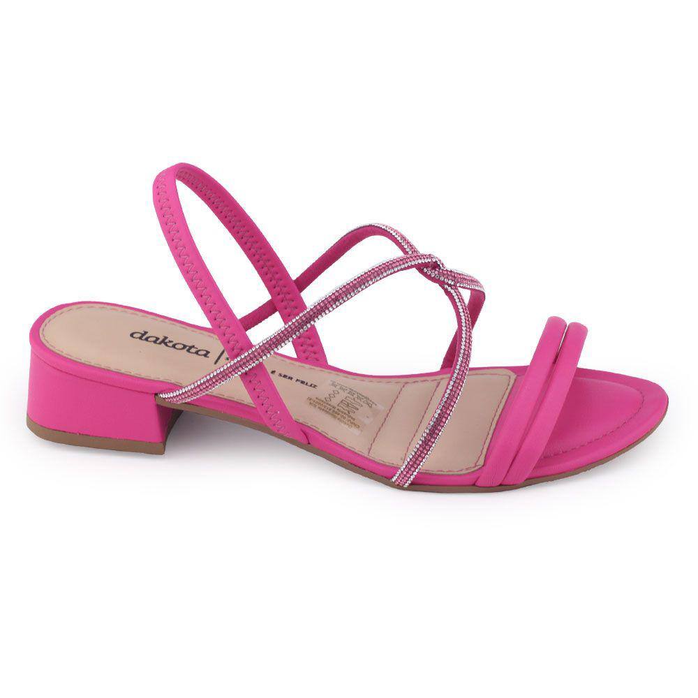 Sandália fem Dakota Y7123 baixa 2,5cm strass brilho elástico