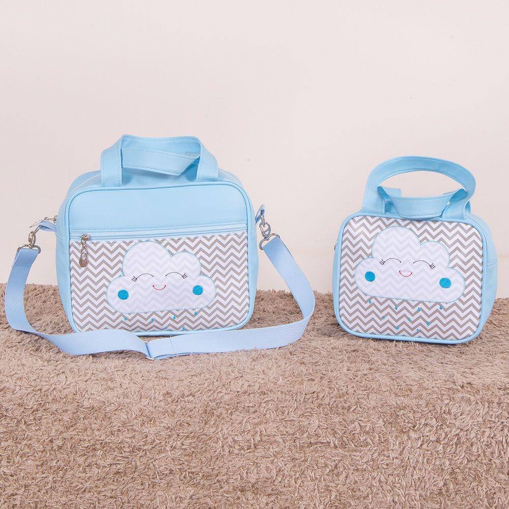 Kit De Bolsas Saída Maternidade Nuvem Azul Claro 2 Peças