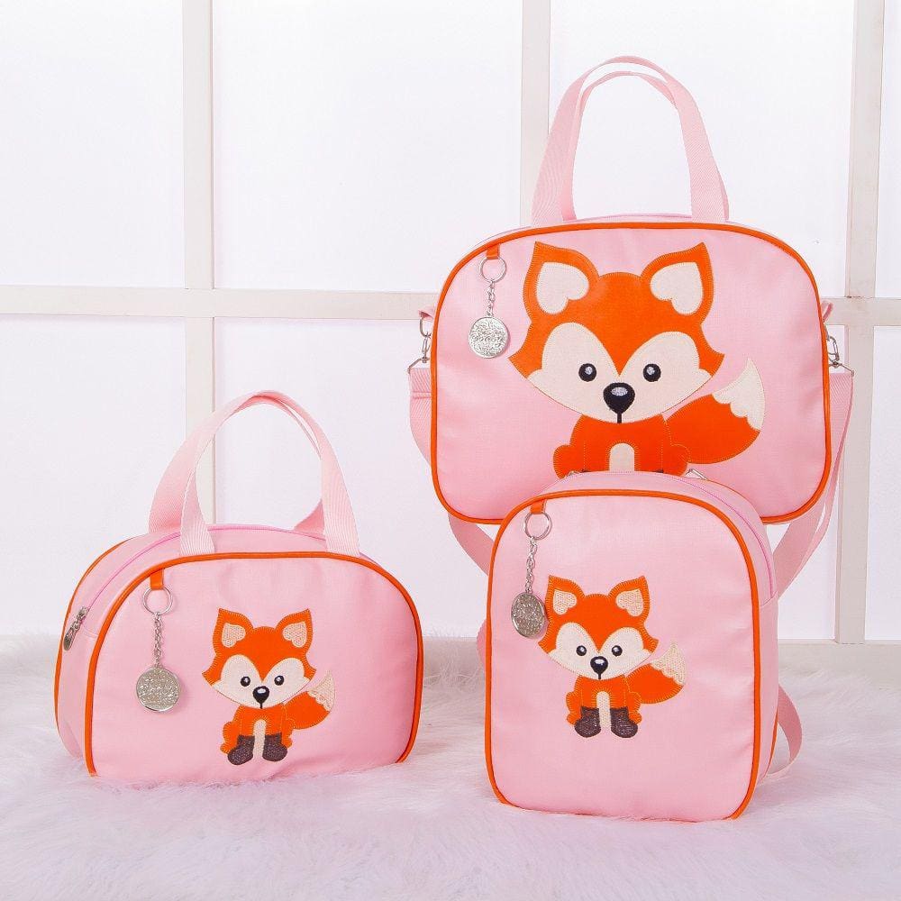 Kit De Bolsas Saída Maternidade Raposa Rosa 3 Peças