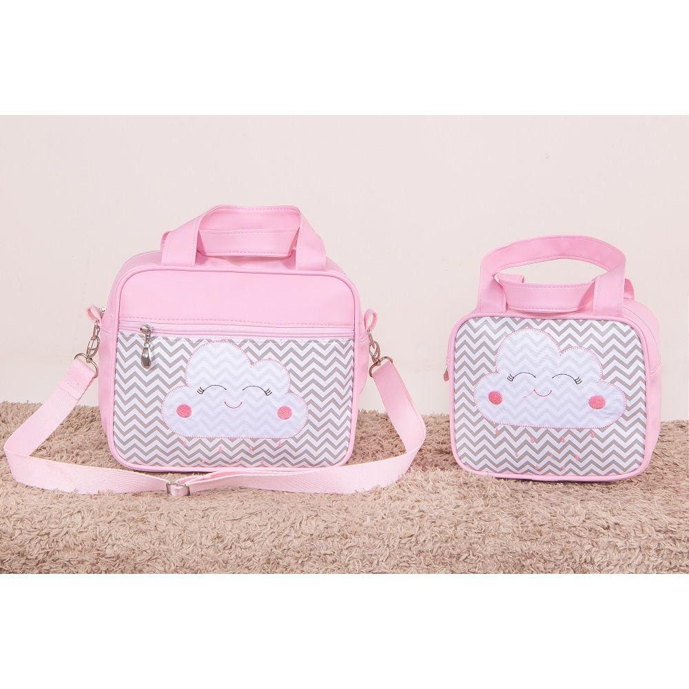 Kit De Bolsas Saída Maternidade Nuvem Rosa 2 Peças