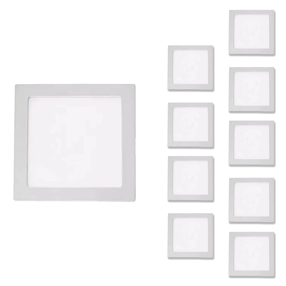 Kit 10 Paineis de Led Plafon Sobrepor 25w Quadrado Branco Frio 6500k