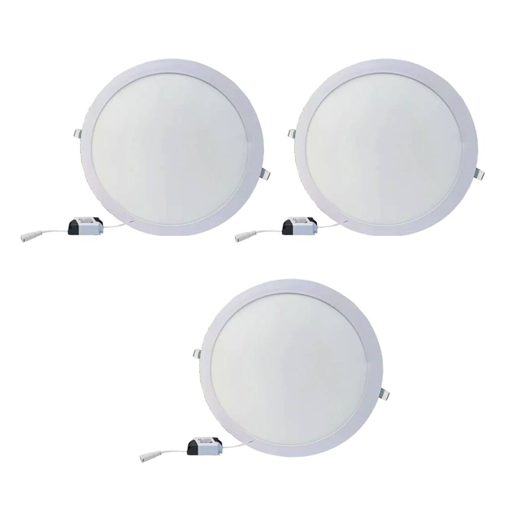 Kit 3 Paineis de Led Plafon Embutir 25w Redondo Branco Frio 6500k
