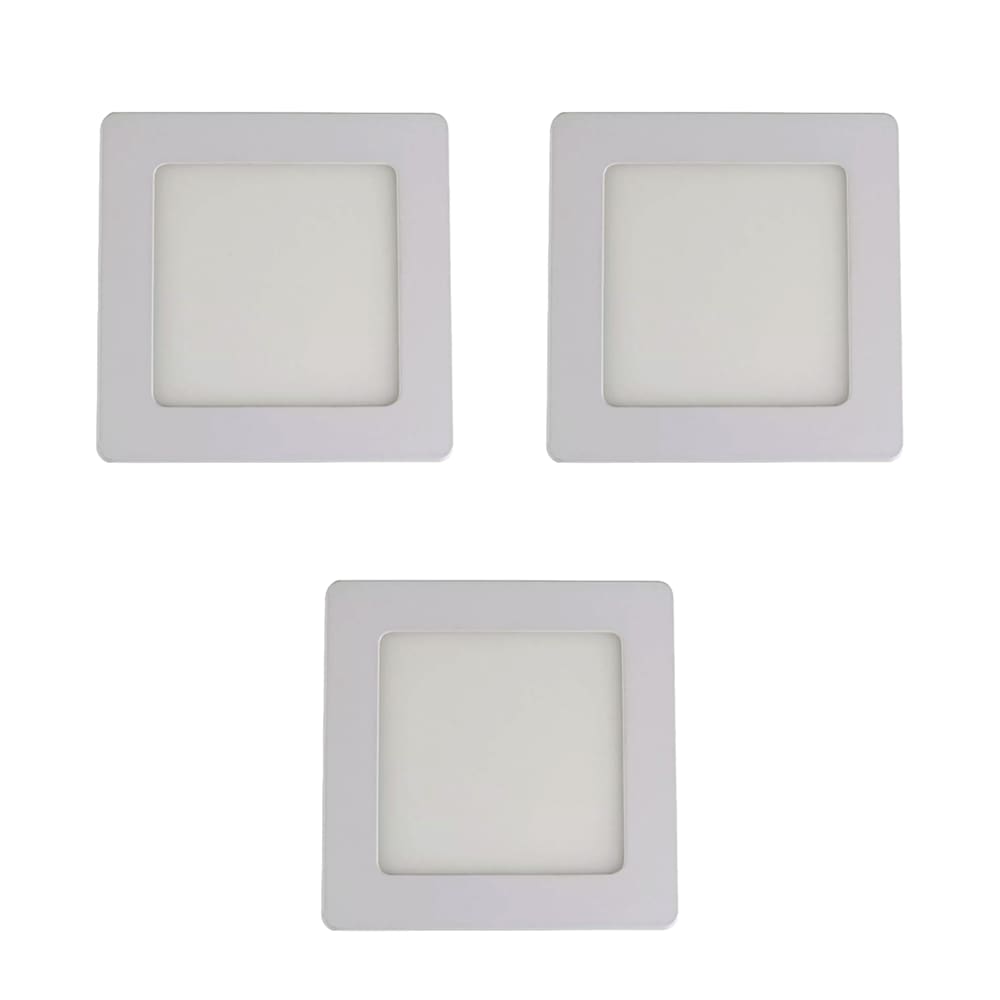 Kit 3 Paineis Led Plafon Embutir 6w Quadrado Branco Frio 6500k