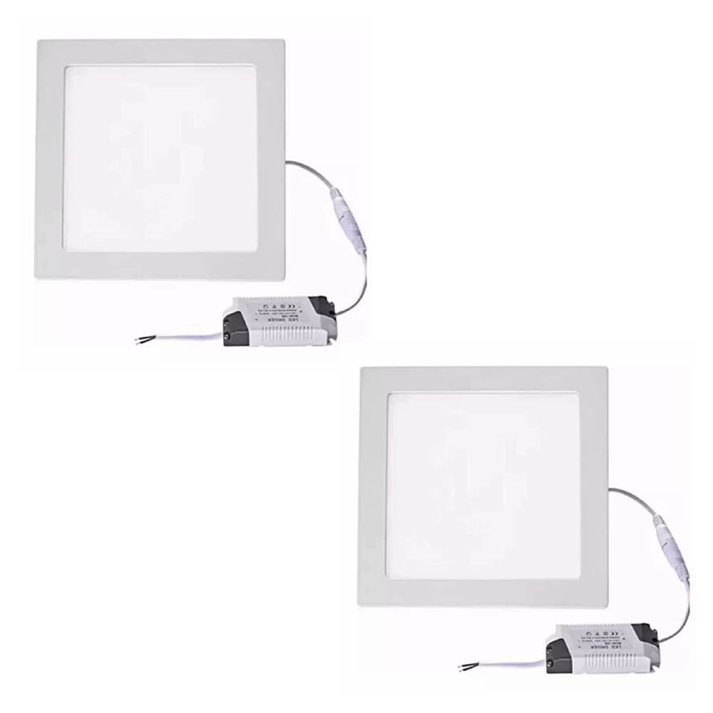 Kit 2 Paineis de Led Plafon Sobrepor 25w Quadrado Branco Frio 6500k