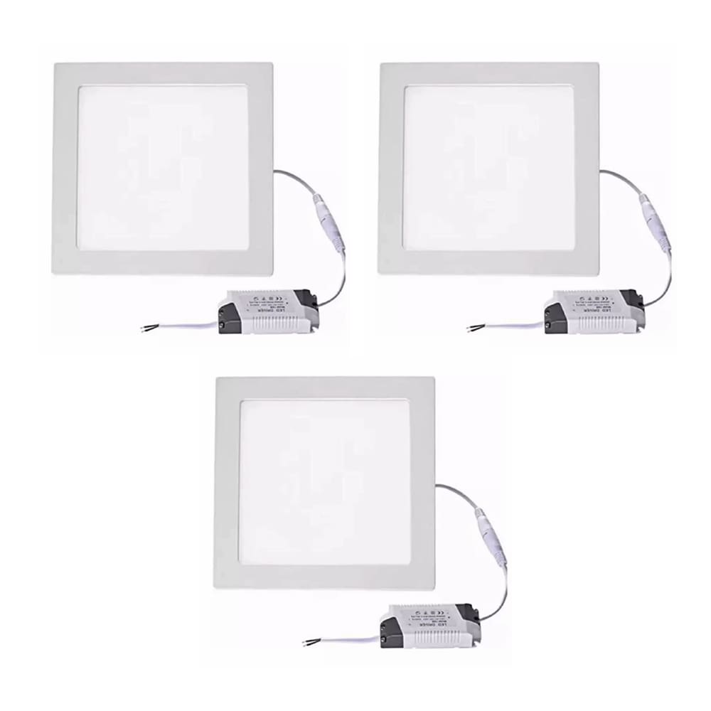 Kit 3 Paineis de Led Plafon Sobrepor 25w Quadrado Branco Frio 6500k