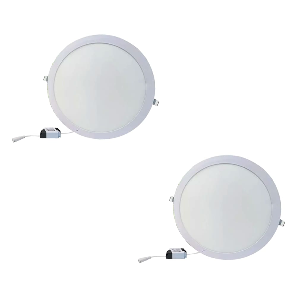 Kit 2 Paineis de Led Plafon Embutir 25w Redondo Branco Frio 6500k
