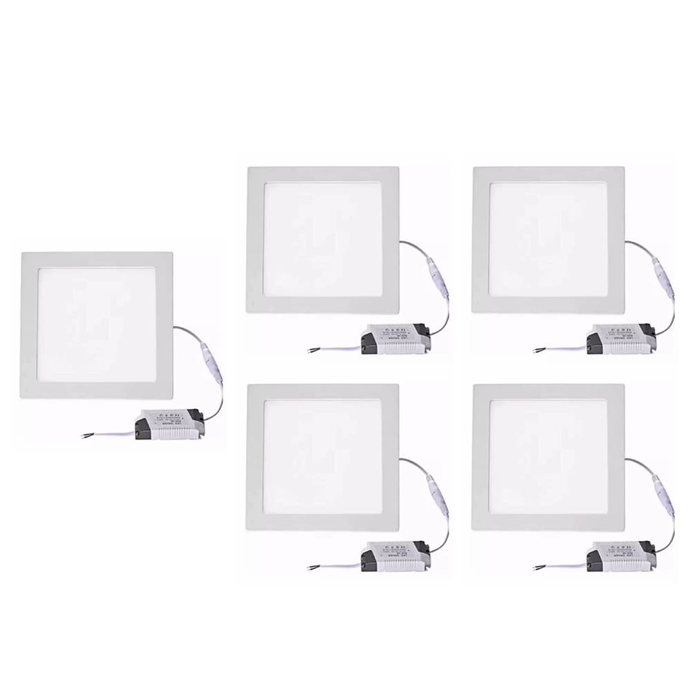 Kit 5 Paineis de Led Plafon Sobrepor 25w Quadrado Branco Frio 6500k