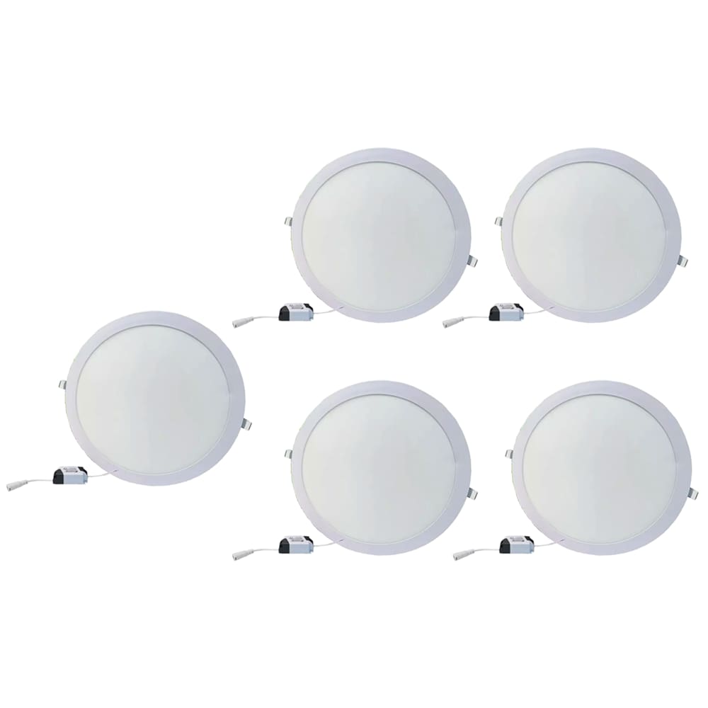 Kit 5 Paineis de Led Plafon Embutir 25w Redondo Branco Frio 6500k