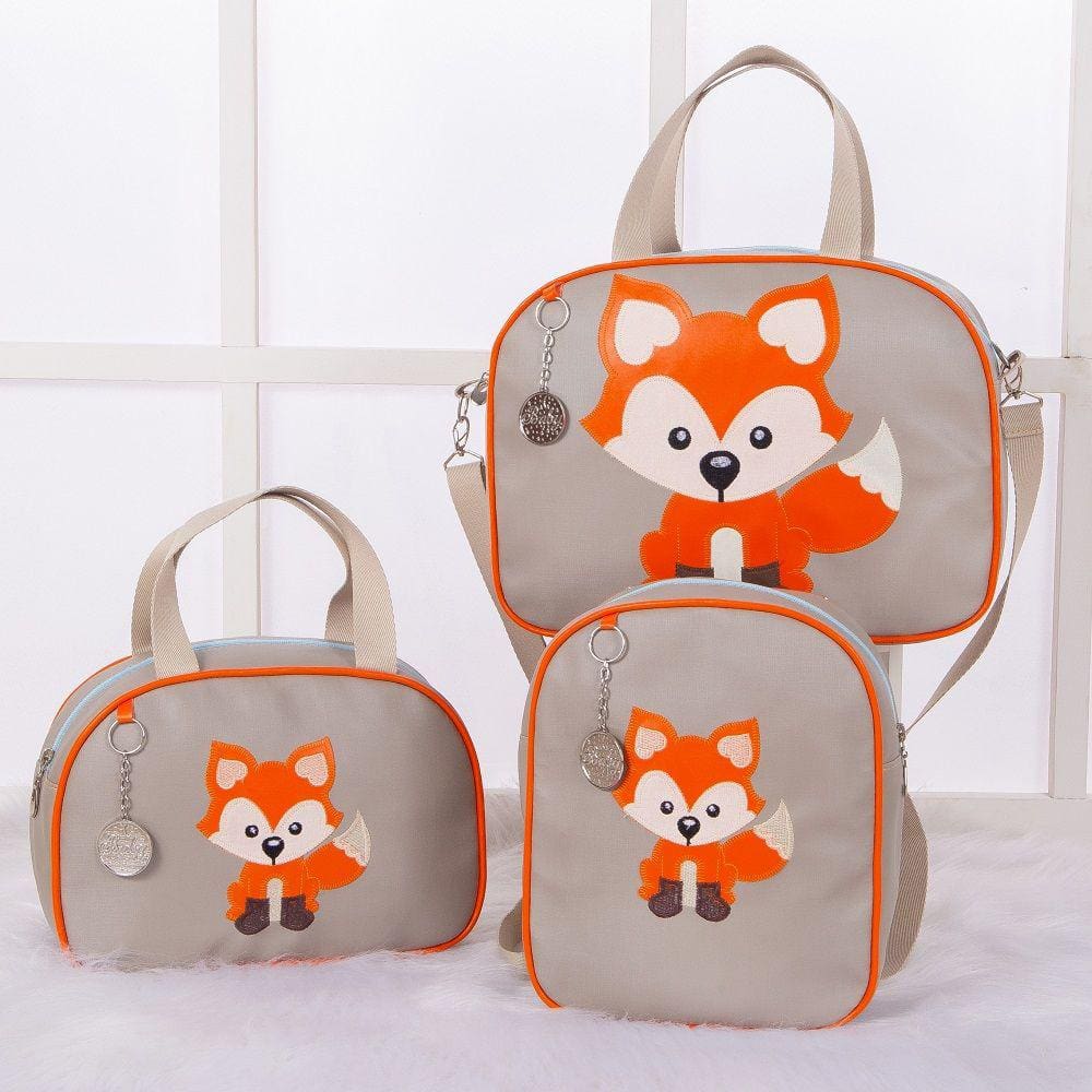 Kit De Bolsas Saída Maternidade Raposa Cinza 3 Peças