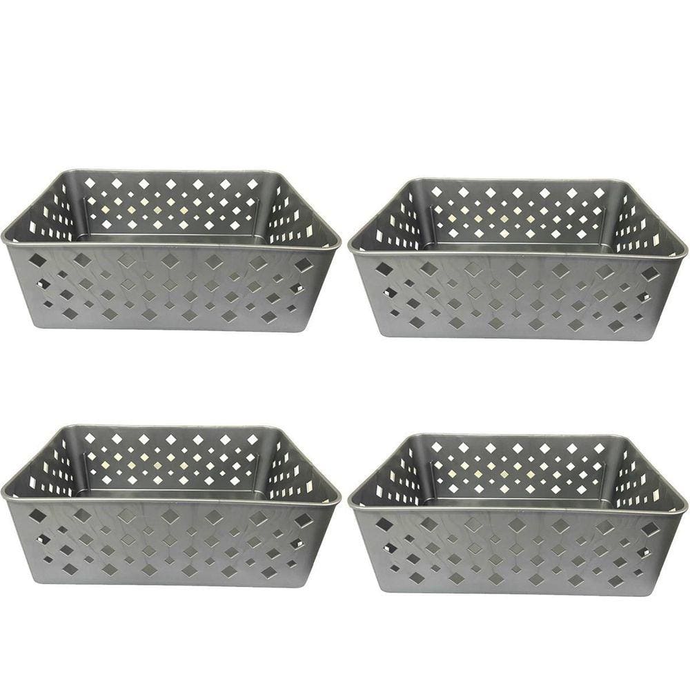 Cesto Organizador Premium Cinza 123Organizei 19x13,5cm