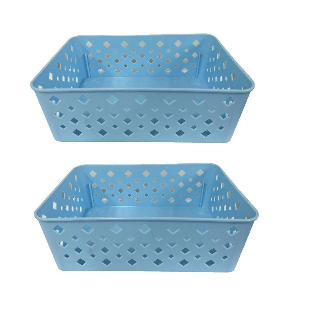 Cesto Organizador Premium Azul 123Organizei 19x13,5x6,5Cm