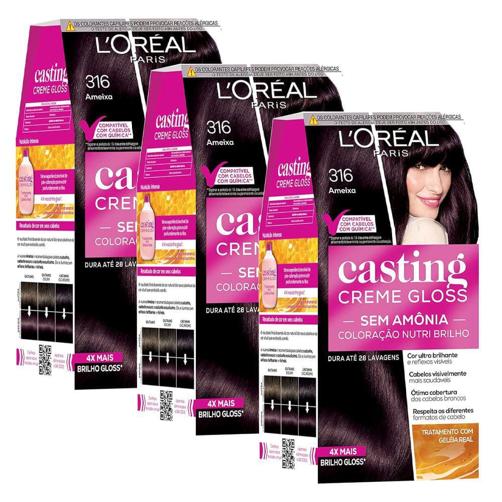 Kit 3 Tinturas Casting Creme Gloss Ameixa 316