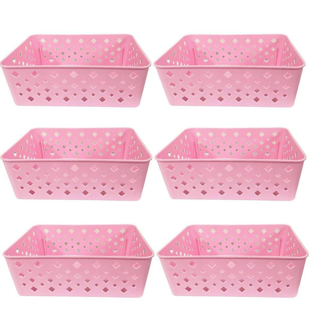 Cesto Organizador Rosa 123Organizei 19x13,5x6,5Cm Plástico