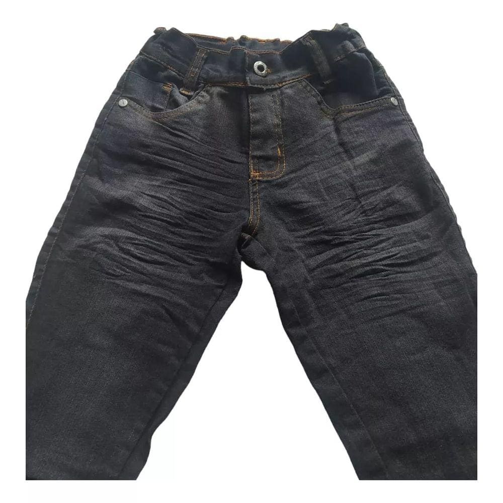 Calça Jeans Infantil Menino Juvenil Masculina quadril amassadinho Lycra 4 a 18 anos preto