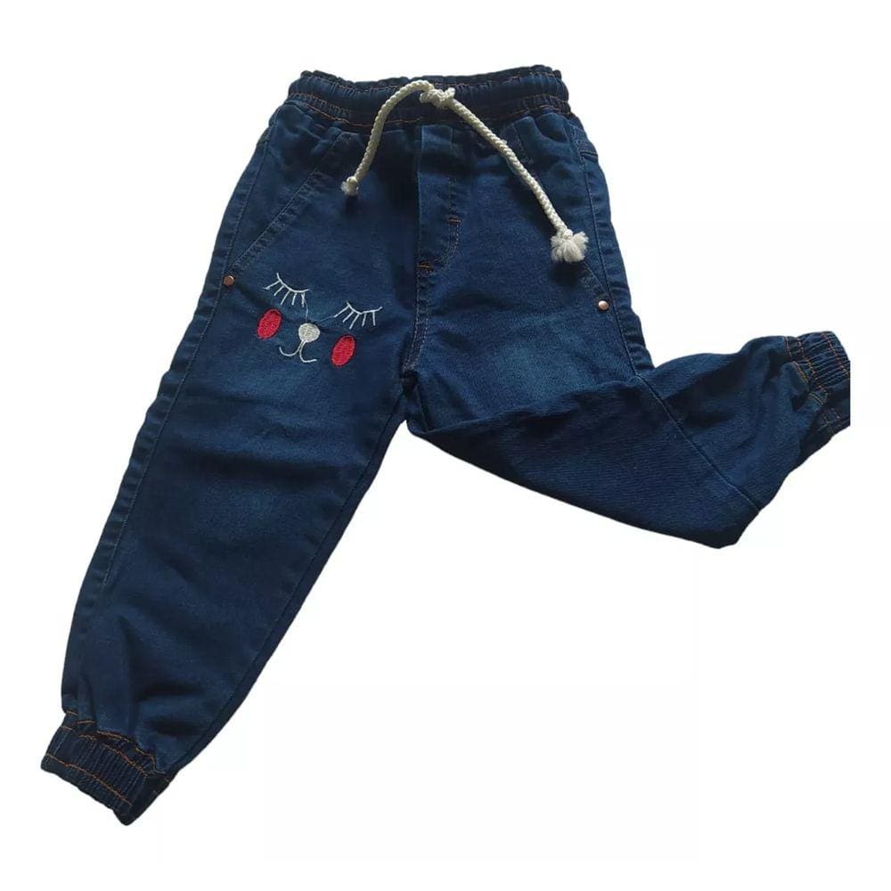 Calça jogger Infantil menina Elastico Confortavel Gatinha Branca 2 anos