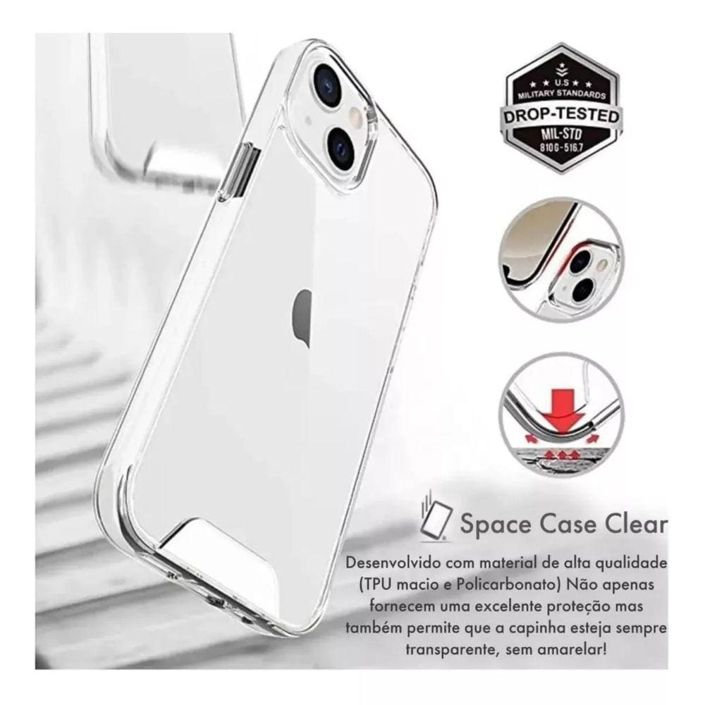 Capa Capinha Hybrid Space Anti-Impacto Clear P/ Iiphone 15 Normal 6.1