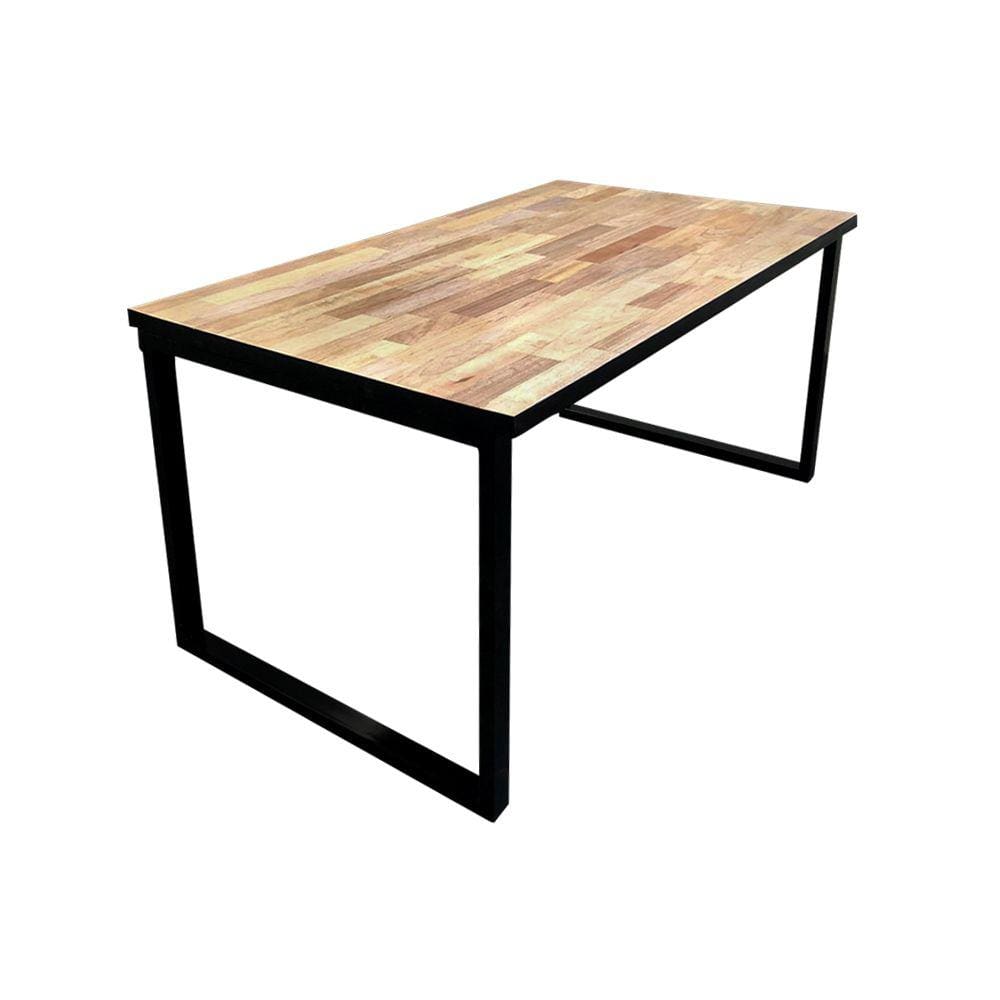 Mesa Industrial Apolo Madeira Maciça Taúri de Marchetaria 2,50 com Ferragem Preta