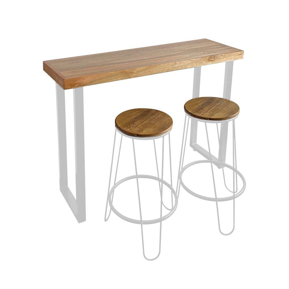 Conjunto Industrial 120cm Guatemala Aparador com 2 Banquetas Industriais Base Ferro Branco